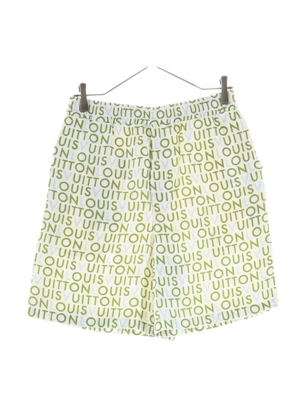 Louis Vuitton Printed Silk Shorts Logo Flint White Khaki